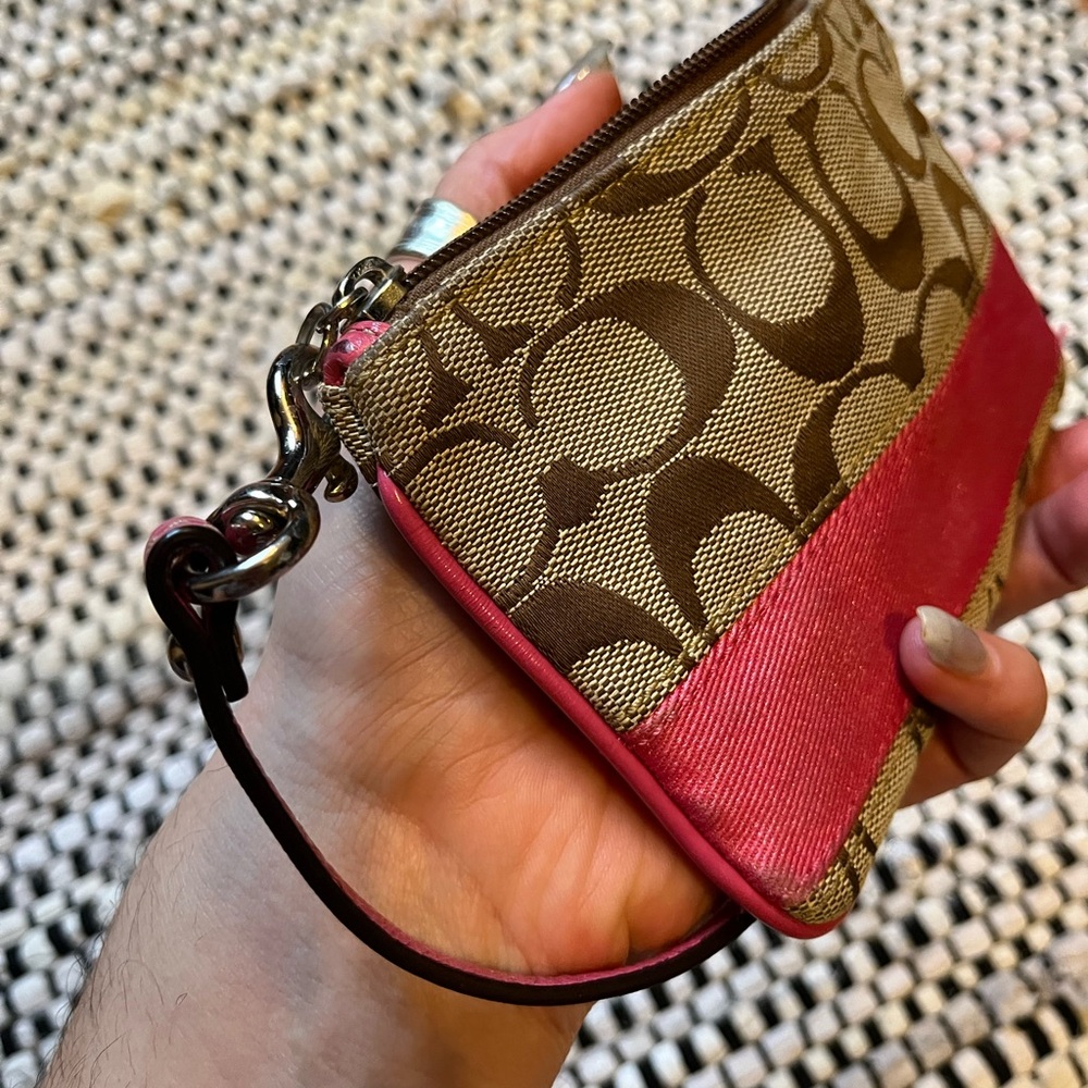 Coach Signature Monogram Pink Wristlet